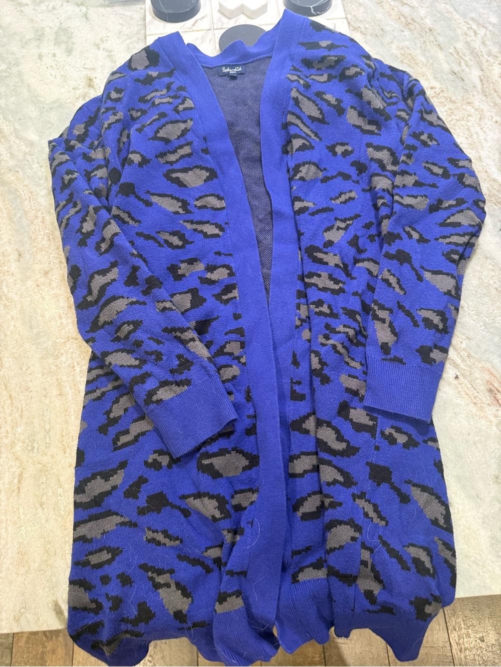 Splendid Purple and Black Leopard Print Cardigan